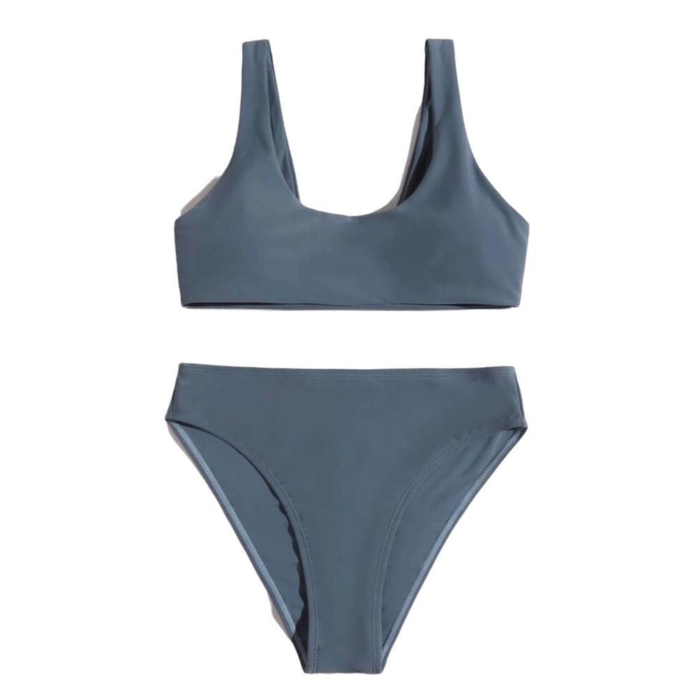 Two Piece Solid Bikini Swimsuit